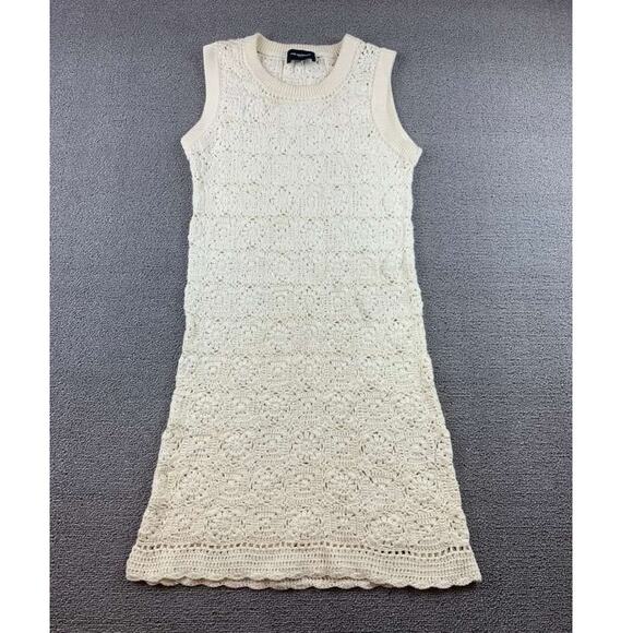 The Kooples Dresses & Skirts - The Kooples Crochet Knit Dress Women 1 Cream Sleeveless Crewneck Scallop Hem